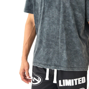 New Custom Made High Quality Acid Wash T Shirt Wholesale Crew, Fitness Low Price Acid Wash <b>Tshirts</b> for Men - Product Image 4