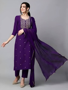 DESIGNER RAYON <b>EMBROIDERY</b> WORK TOP BOTTOM WITH DUPATTA PURPLE 74072 - Product Image 3