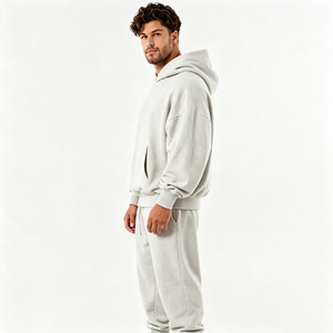 Conjunto de dos piezas personalizado al por mayor para hombre: Sudadera extragrande de hombros caídos y pantalones jogger con puños, 100% algodón de alto gramaje. - Product Image 4