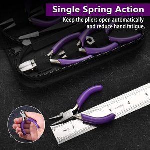Mini Craft <b>Pliers</b> <b>Set</b> for Jewelry Making with Flat Jaw Bent Nose End Cutting and Double Nose Precision Tools - Product Image 5
