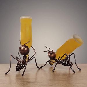 Handcrafted Metal Ant Wine Bottle Holder Set Creative Iron Figurines with Display for Home Bar Decor - Product Image 5