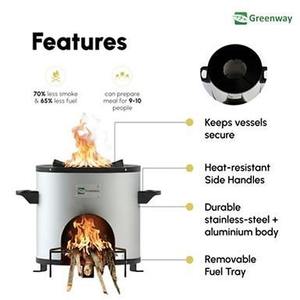 Estufa de Leña Comercial Greenway Jumbo con Ventilador Axial, Cocina de Leña Resistente para Cocinar a Gran Escala en Salas de Estar y Comedores - Product Image 3