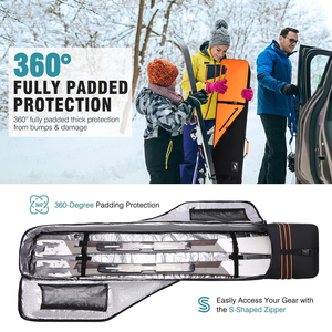 Custom Travel Rolling Double <b>Ski</b> & Snowboard Bag with Wheels Padded Waterproof Polyester Professional Men's Outdoor Use - Product Image 5