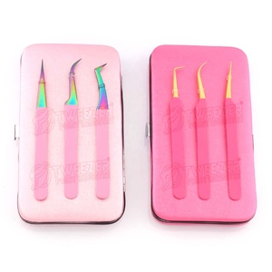 Pinzas profesionales para extensión de pestañas, suministro personalizado de pestañas, pinzas de punta de fibra con agarre de diamante de acero inoxidable - Product Image 6