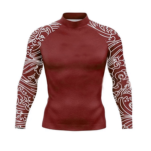 Rashguard de compression MMA unisexe personnalisé avec logo, manches longues, imprimé vague bleue, séchage rapide, polyester, vente en gros pour hommes - Product Image 3