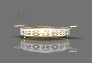 Plateau de service de luxe en métal avec cloche, écologique, exportation indienne - Product Image 6