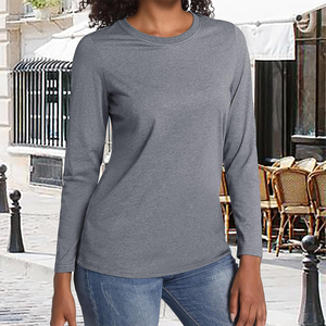Camiseta de Punto de Manga Corta con Cuello Redondo para Mujer, de Alta Calidad, Color Sólido, Transpirable, Corte Regular, 100% Algodón, Deportiva y Ecológica - Product Image 3