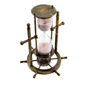 Sablier nautique de collection en laiton et verre à prix réduit avec sable blanc et base en bois fini polonais en laiton - Product Image 6