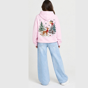 Sublimation Christmas Hoodie 100% Polyester Casual Style Personalized Holiday Pullover Custom Printed Snowman Design For Women - Product Image 6
