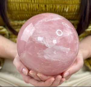 Premium Large Rose Quartz <b>Crystal</b> Sphere Natural Rose Quartz Healing <b>Ball</b> Large Polished Rose Quartz Sphere Genuine Rose Quartz - Product Image 3