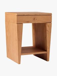 Table de chevet en teck blond avec pieds coniques en bois massif, 1 tiroir et étagère ouverte - Product Image 1