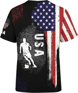 Camiseta de Fútbol de EE. UU. para Hombre, Manga Corta, Estampado Sublimado, Absorbe la Humedad, Cuello Redondo, Corte Regular, Ropa Deportiva para Todas las Temporadas - Product Image 1