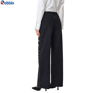 กางเกงยีนส์เดนิมประดับลูกปัดสำหรับผู้หญิง กางเกงยีนส์เดนิมประดับเพชรสำหรับผู้หญิง กางเกงยีนส์ผู้หญิงวิบวับ ประดับเพชร คุณภาพสูง เอวสูง - Product Image 4