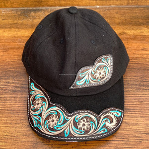 2024 New Products Fashion Custom Hand Tooled Leather Patch Trucker Hat for Unisex High Quality <strong>Ball</strong> <strong>Cap</strong> With Adjustable Snapback
