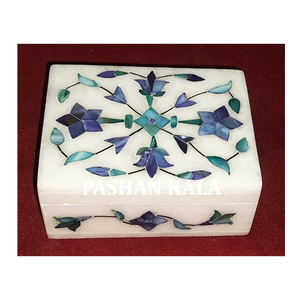 Nouvelle boîte incrustée de marbre d'albâtre blanc pur de conception exclusive pour la décoration à la maison et les boîtes de rangement de bijoux but - Product Image 3