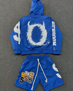 Ensemble de survêtement imperméable en nylon et polyester pour homme, coupe-vent deux pièces, séchage rapide, couleur unie - Product Image 3