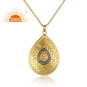 Conjunto de circón blanco Collar llamativo de diseñador de plata de ley chapado en oro amarillo Proveedor de joyas Colección clásica - Product Image 4