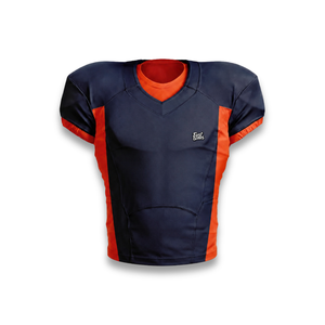Custom Men's American Football Jersey Set Navy Orange V-Neck Short Sleeve <b>Moisture</b> Wicking Fitted Apparel - Product Image 6