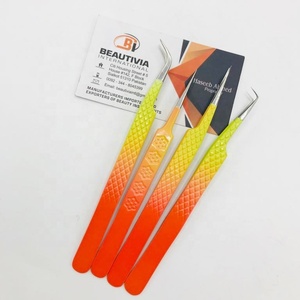 Agarre de diamante profesional, pinzas de extensión de pestañas personalizadas recubiertas de Color de dos tonos, pinzas de acero inoxidable, espejo de pestañas de Punta puntiaguda - Product Image 3