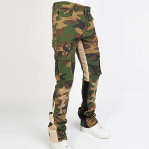 Pantalon cargo pour homme en toile camouflage, design de logo personnalisé, décontracté, élégant, respirant, séchage rapide, pantalon pour homme lavé - Product Image 2