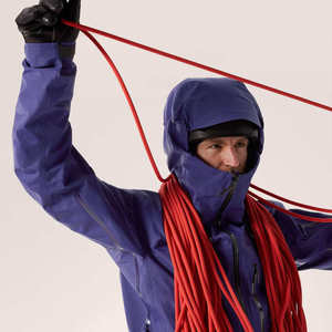 Men's Purple Waterproof Quick Dry Breathable Canvas <b>Fleece</b> Hooded Jacket with Zipper Pockets Sporty Autumn Outdoor Wear - Product Image 6