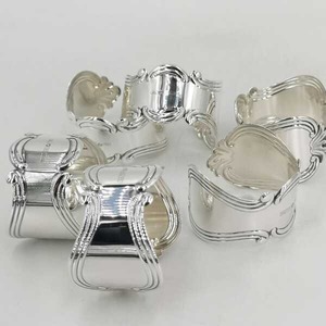 Anneau de serviette en aluminium plaqué argent, design moderne, personnalisable, durable, respectueux de l'environnement, découpé au laser, pour les fêtes et les mariages - Product Image 2