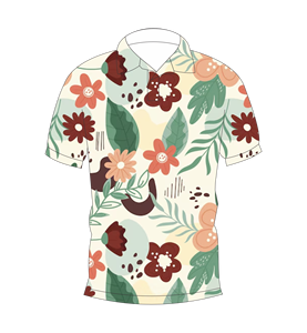 Camisa polo con estampado floral multicolor color crema para hombre, camiseta informal de manga corta a la moda de verano - Product Image 1