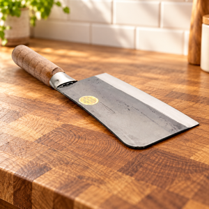 Couteau de cuisine japonais 12 pouces en acier carbone, forgé à la main, manche en bois, finition mate, ambidextre - Product Image 1