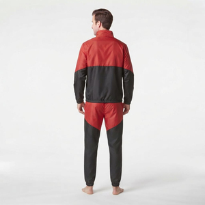 Conjunto Deportivo de Dos Piezas para Hombre, Chaqueta y Pantalón de Nylon con Cierre Completo, Logotipo Personalizado, Fabricante OEM ODM, Combinación Roja y Negra - Product Image 4
