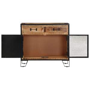 Buffet rectangulaire en bois de manguier massif brun de style industriel pour armoires de salon - Product Image 3