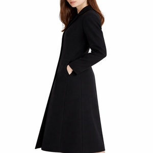 Abrigo Largo Negro para Mujer, Transpirable, Estilo Minimalista de Primavera, Cuello Mao, Elegante, Corte Entallado, Casual - Product Image 4