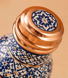 Ensemble de bouteilles d'eau en cuivre pur avec 2 verres en cuivre |   Bouteille d'eau ayurvédique |   Gourde en cuivre artisanale étanche pour la maison - Product Image 2