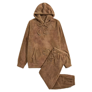 Ensemble sweat à capuche et pantalon de jogging unisexe en polaire Sherpa, style décontracté ample Teddy, idéal pour l'hiver – Vente en gros - Product Image 1