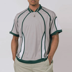 Camiseta de malla oversize chic con cuello en V, top de malla con capas y cuello en V, camiseta de malla holgada a la moda - Product Image 1