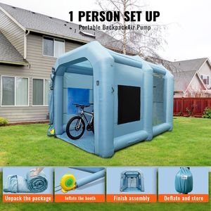 13x10x9ft <b>Inflatable</b> Spray Paint Booth with LED Lighting 950W High Powerful Blowers Air Filter Spray Booth Tent for <b>Car</b> Painting - Product Image 3