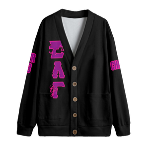 เสื้อคาร์ดิแกนแบบกระดุมสไตล์นักศึกษาสีดำและชมพู พร้อมป้ายปักตัวอักษร - Product Image 3