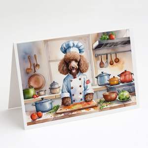Lunatique A7 Taille 5x7 Chocolat Caniche le Chef Cartes Vierge Paquet de 8 avec Enveloppes Cartes de Voeux - Product Image 1