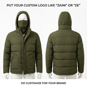 Men Puffer <b>Jacket</b> 500gsm Polyester Taslan Quilted <b>Red</b> Winter Coat OEM ODM Logo <b>Waterproof</b> Windproof Hooded Camouflage Pattern - Product Image 1