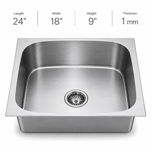 Brushed Stainless Steel 304 Grade <b>Kitchen</b> <b>Sink</b> Square Undermount <b>Sink</b> Bowl Drain Basin - Product Image 4