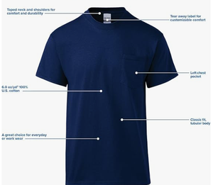 T-shirt en coton en gros avec poche poitrine, doux, respirant, pour usage quotidien, impression personnalisée - Product Image 6