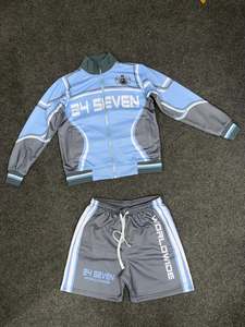 Custom adjustable Streetwear Mens Cotton <b>Tracksuit</b> Windbreaker Short Set Lightweight Breathable Jogging Stripes - Product Image 6