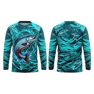 Vente en gros de maillots de pêche personnalisés 100% polyester respirant, de haute qualité, sublimés, à manches longues, avec protection UV - Product Image 6