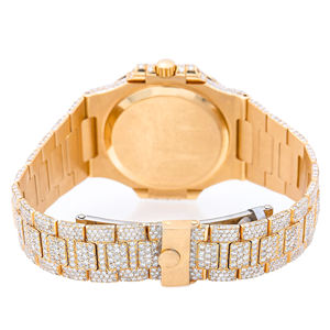 Montre à quartz en acier inoxydable avec cadran en verre de 20 mm sertie de moissanite, édition de luxe, mode hip-hop - Product Image 3