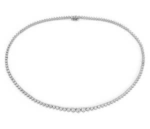 18K Gold Three Prong Round Lab Grown Diamond <b>Graduated</b> Tennis <b>Necklace</b> OEM Wholesale Retail International Jewelry Manufacturer - Product Image 2