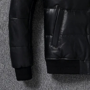 Premium Custom 2026 Men Leather <b>Jacket</b> Canvas Fabric Waterproof Windproof Breathable Warm Hip Hop Style <b>Cheap</b> Price - Product Image 3