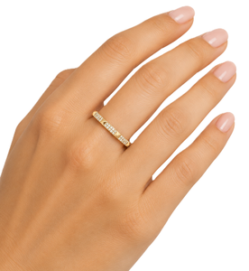 Nouveautés Minimalistes : Bague de Promesse en Or Massif 9K 10K 14K 18K avec Double Rangée de Diamants de Laboratoire Brillants et Clous Décoratifs - Product Image 5
