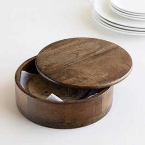Handmade Round Wooden Roti Box Eco Friendly Chapati Casserole <b>Server</b> Natural Mango Wood Flatbread Keeper - Product Image 1