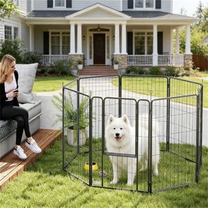 Clôture noire pour animaux de compagnie et cage pour chien pour une meilleure visibilité et accessibilité - Product Image 4