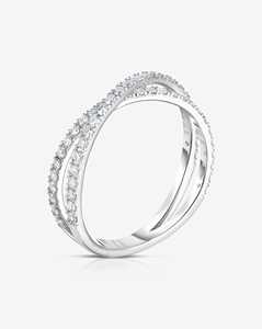 Diamond Stackable Eternity <b>Rings</b> Pave Set Custom 14K 18K Solid Gold Round Cut Lab Grown Minimalist Wedding Solitaire <b>Cross</b> Bands - Product Image 4
