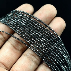 Perles Rondelles Facettées en Diamant Noir Naturel 1,5-2,5 mm, Fil de Perles de Pierres Précieuses en Vrac pour la Fabrication de Bijoux en Gros - Product Image 1